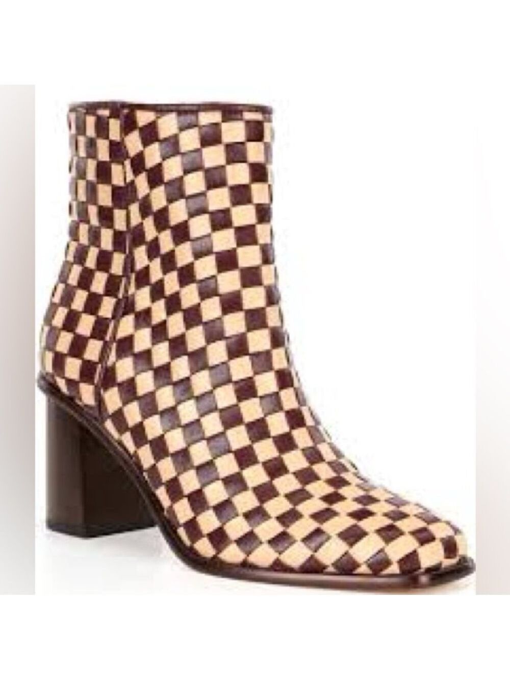 NWOB $158 Antonlo Melani Leather-soled Checkered Leather Boots
